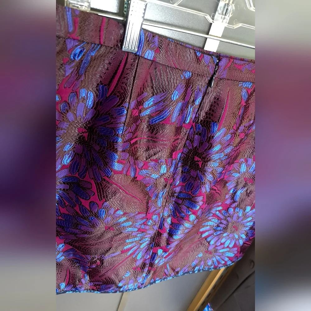 J.Crew • Vibrant GORGEOUS Floral Jacquard Neon Purple Blue Mini Pencil Skirt 12 - Picture 11 of 17